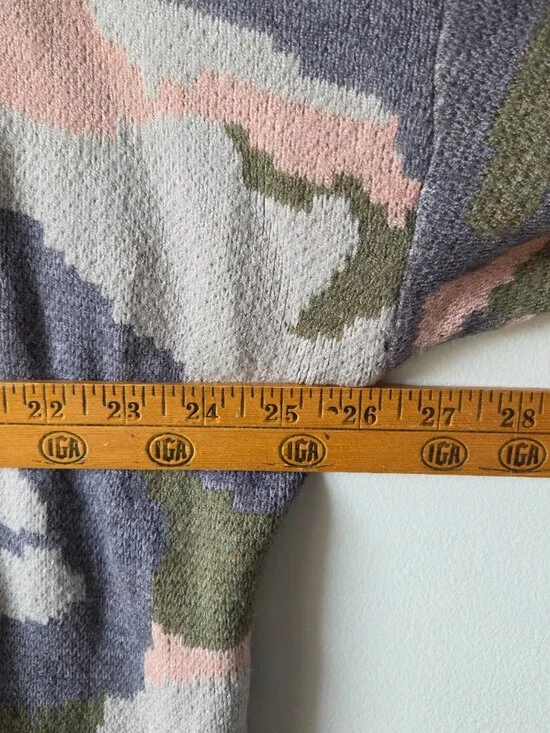 EUC FSL APPAREL CAMO PATTERN LONGLINE OPEN CARDIGAN SWEATER SIZE L - Picture 15 of 16